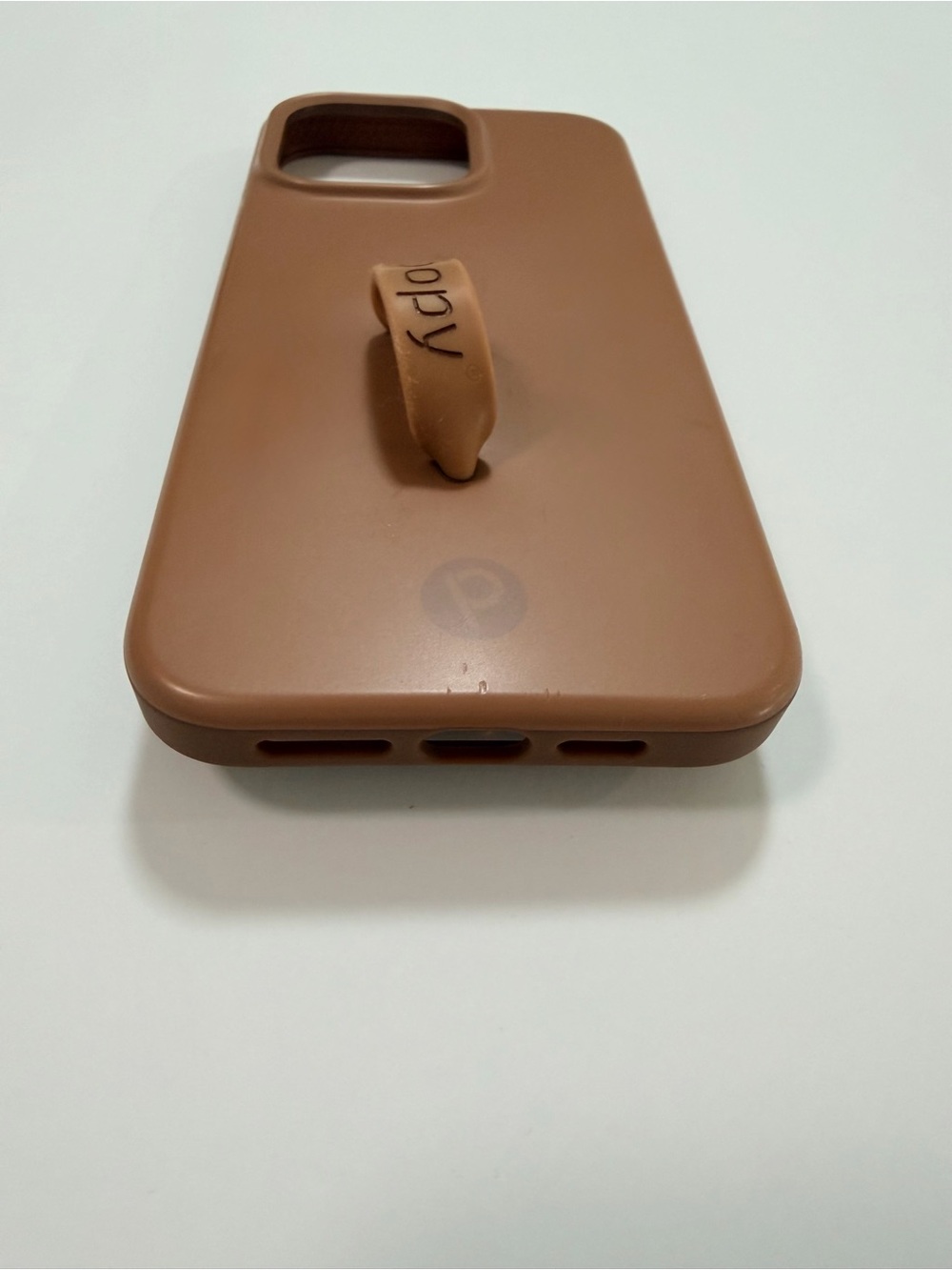 Loopy Case iPhone 15 Promax Brown Silicone Phone Case with Built-In Strap - Picture 4 of 7